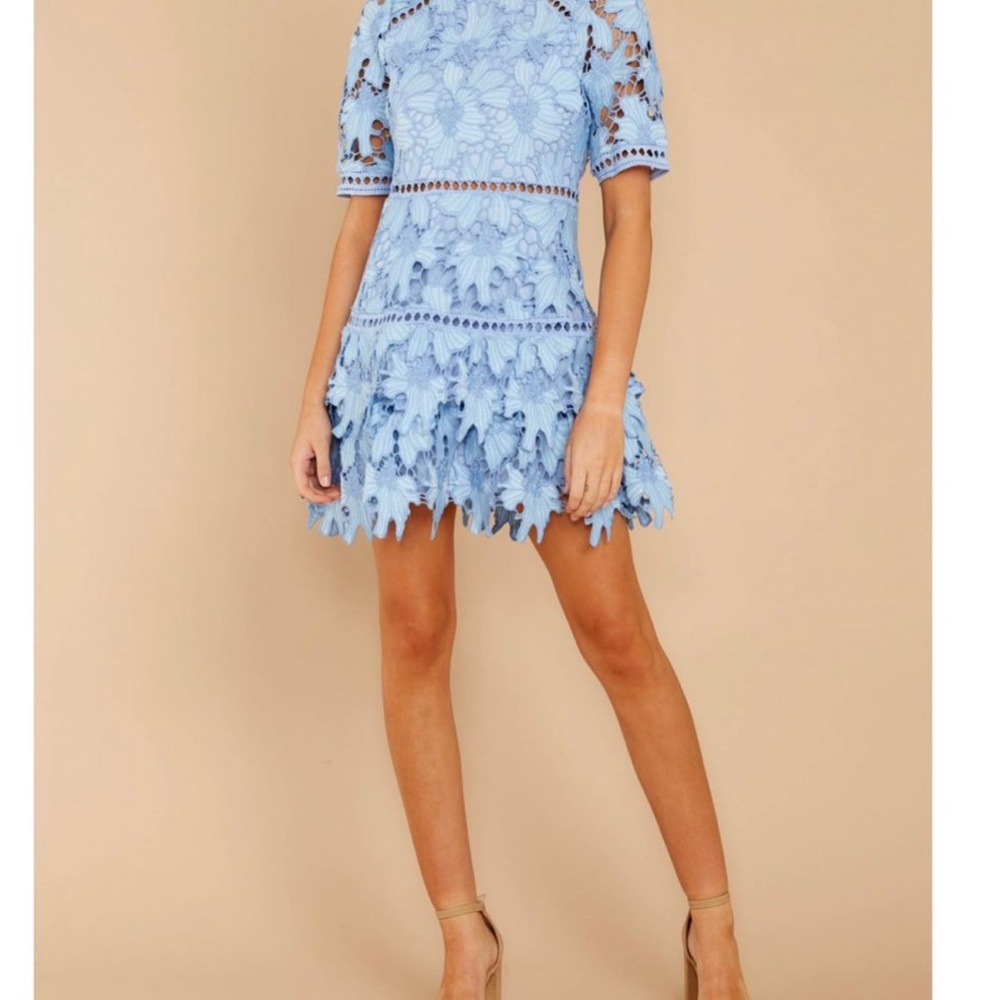 Elegant Blue Lace Dress